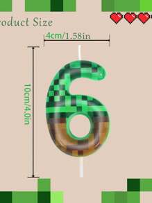 Green Plaid Number 0-9 Birthday Party Cake Decorative Candles - Multicolor - View 2