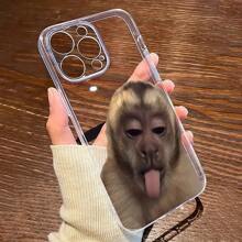 1 pieza Funda de teléfono transparente con diseño de mono compatible con iPhone 16 Pro Max/15/14 Plus/13/12/11, adecuado para la serie, diseño personalizado