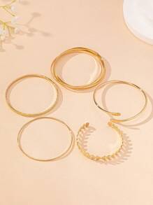 5 件时尚简约多线条设计手镯，优雅手链，适合女性日常佩戴、通勤、派对、约会