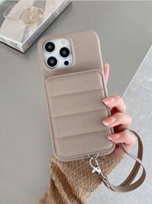 1pc Minimalist Fashionable Litchi Grain PU Leather Lanyard Phone Case Suitable For Apple 17 Air 16 16E 15 14 Plus 13 12 11 Pro Max, Pixel 10 9 Pro XL 8 7 6 9A 8A 7A 6A, Galaxy, 11 Lite 12 12X 12S 13 14 Redmi, Oneplus, Honor, MOTO Edge