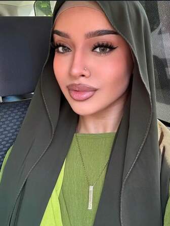 1 Stück Frauen Abaya Accessoire einfarbig Kunstperle Chiffon weicher Kopftuch, arabischer Stil lässiger langer Schal, konservativ einfacher Haartuch, geeignet für täglichen Gebrauch zu Kleidern