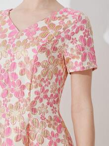 女士精致刺绣复古风格提花派对礼服、婚礼宾客礼服、舞会礼服