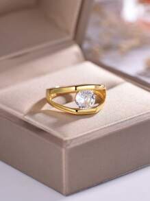 1 st. Europese en Amerikaanse INS-stijl S925 sterling zilveren ring met ingelegde zirkonia, vrouwenfeest, dagelijks, ramadan, vakantiecadeau