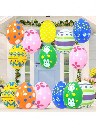 1pc Colorful PVC Easter Egg, Outdoor Decoration, Easter Yard Decor, Inflatable Hanging Easter Egg Ornament, Suitable For Outdoor Yard, Lawn, Garden And Party, Giant PVC Inflatable Holiday Decoration, Suitable For Indoor And Outdoor Holiday Party Decoration, Spring Home Decor