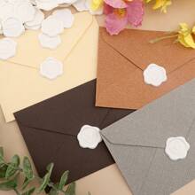 50 张心形图案自粘蜡封贴纸，用于礼品、婚礼请柬、信封密封-白色 - 白色 - 查看 3