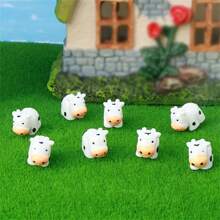 6/12 件可爱迷你树脂牛雕像 - 非常适合仙女花园、家庭和卧室装饰、室内/室外使用 - 圖片色 - 查看 6