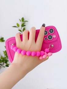 Białe etui na telefon 1 szt. Modne faliste etui na telefon TPU odporne na wstrząsy z dekoracją bransoletki z pereł DIY, kompatybilne z 11 12 13 14 15 Pro Max 16 Plus