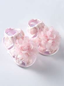 1 Pair Newborn Baby Girls Soft Comfortable Crib Shoes, Sweet And Cute Princess Design, Suitable For Daily Wear, Spring/Summer