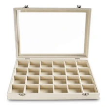 1pc Transparent Covered Jewelry Storage Tray, 24 Velvet Drawers, Jewelry Display Box With Transparent Glass Cover, Lockable, Suitable For Girls And Women To Store Necklaces, Rings, Earrings, And Various Accessories