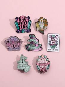 1pc Creative Cartoon Skull Magic Design Butterfly Exaggerate Metal Badge Brooch, Fashion Accessory - Multicolor - View 1