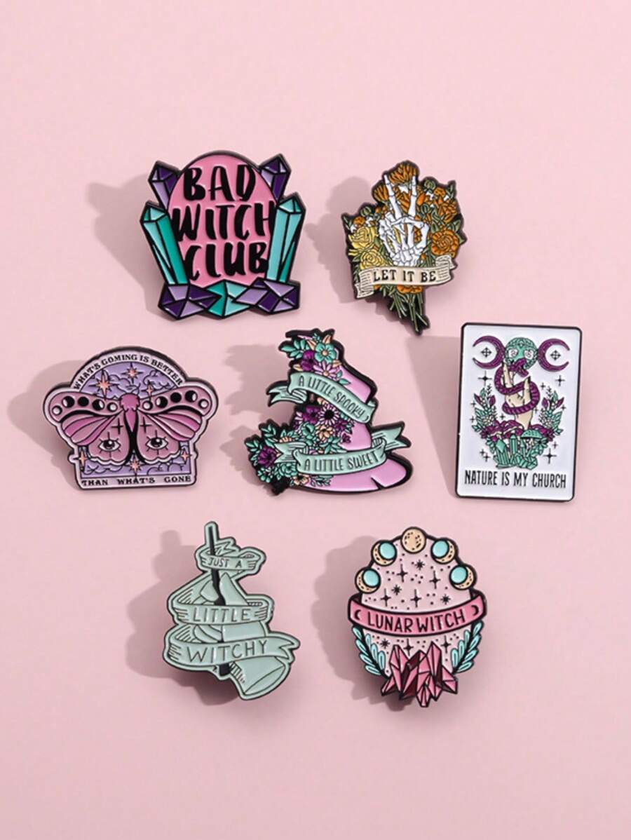 1pc Creative Cartoon Skull Magic Design Butterfly Exaggerate Metal Badge Brooch, Fashion Accessory - Multicolor - View 1