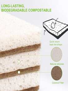 Esponja de fibra de palma de coco natural, escobilla de limpieza multiusos para el hogar, estropajo para ollas de cocina, sin rayar, limpieza rápida y fácil, adecuada para la limpieza de ventanas y cristales