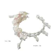 Pulsera de cuentas de cristal con diseño de flores de cerezo y mariposas, nueva joyería de diseño único y versátil de estilo chino