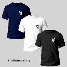 Kit 3 Printed Men's T-Shirts NY Shirt 100% Cotton Unisex - 紅色和黑色 - 查看 2