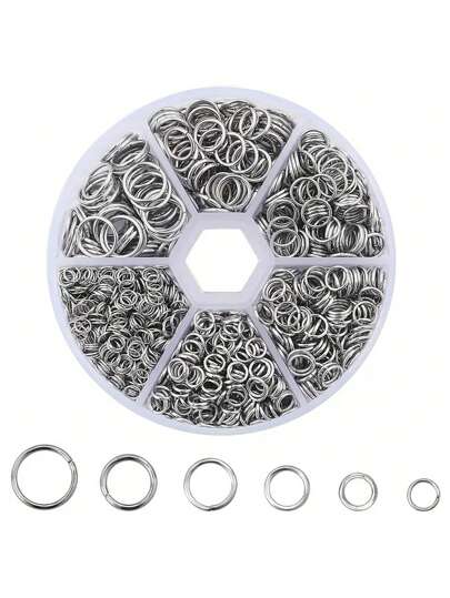 200/1230 piezas de anillos abiertos de acero inoxidable - Anillos partidos conectores para hacer joyas DIY, collares, pulseras, suministros para pequeñas empresas - Fácil de usar, versátil y de larga duración