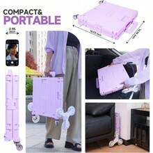 Foldable Rolling Crate For Stair Climbing : Handcart For Shopping Teacher Laundry (Lavender)