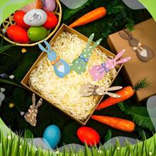 12pcs/Set Easter Decorations, 2D Wooden Multicolor Rabbit Shape, Holiday Decor, Home Decor, Tree Decor, Party Decor