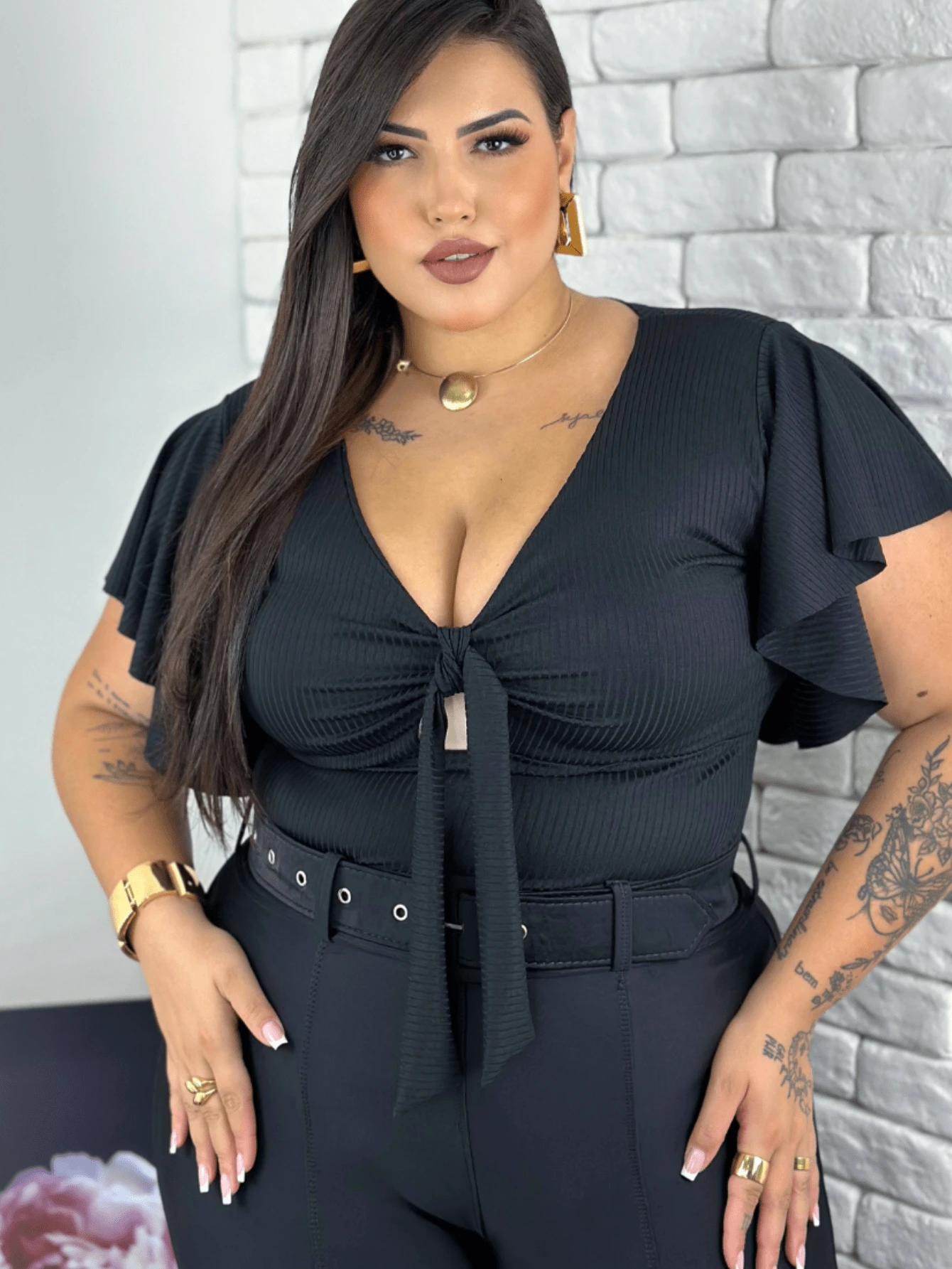 Plus Size Blouses - Black - View 1