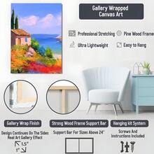 1 Pc Framed Vintage Wildflower Landscape Wall Art Canvas Poster Painting Wall Decor for Bedroom Living Room