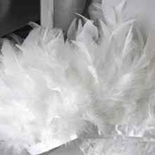 1 Yarda/1 Pieza Recorte de tela con plumas de pavo esponjosas de estilo clásico, accesorios de manualidades hechos a mano y coloridos, adecuado para Halloween, fiestas, bodas, disfraces, bolsos, tocados, decoración de mangas