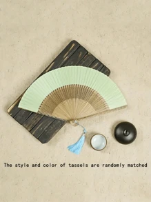 1pc Foldable Fan Hand Held Fan With Tassel For Outdoor Travel Dancing Performance Cheongsam Dressing Accessories Photo-Taking Props