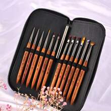 Hot 6pcs Wood Rod Nail Art Brush Set Wholesale Colouring Pen Large Square Round Light Therapy Pen Halo Pen