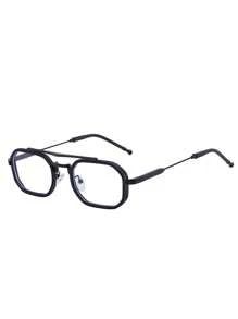 1pc New Retro European And American Square Double-Beam Small Frame Glasses, Casual Party Street Elegant High-Grade Fashion Glasses, Suitable For Daily Wear And Outdoor Activities