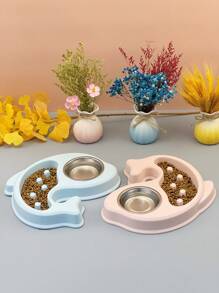 Tigela de comida e água para cães/gatos 2 em 1 de aço inoxidável anti-engolir, ideal para animais de estimação