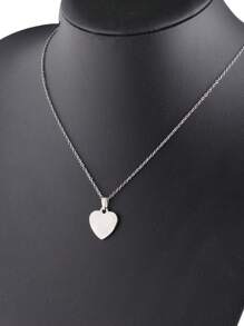 定制情侣最佳朋友个性化时尚项链镜面不锈钢心形激光吊坠 - 彩色 - 查看 9