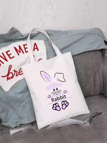 1pc Customized Large Capacity Fashionable Minimalist Portable Single-Compartment Tote Bag, Unique, Customized Name/Logo, Suitable For College Students, Office, Grocery Shopping, Walking, Personalized, DIY Gift, Foldable