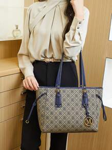 Oversized Umhängetasche, Handtasche mit großem Fassungsvermögen, modische & vielseitige Schulter Umhängetasche für Frauen, 2025 neue Farbblock Vintage Lässig Große Tasche