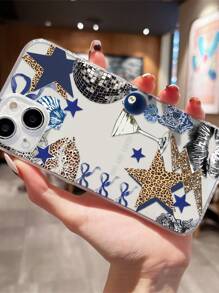 1pc Leopard Print Pattern Transparent TPU Anti-Fingerprint Phone Case Compatible With IPhone 13/11/14 Pro Max/13 Pro/15/15 Plus/15 Pro/15 Pro Max/12/12 Pro/12 Pro Max/14/14 Pro/13 Pro Max And Other Models