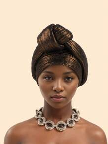Glitter Fabric African Auto Gele Headtie Nigeria Party Headwear Knoted Turban Cap Women's Head Wraps