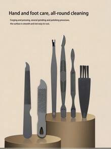 Juego de manicura profesional, incluye cortaúñas, herramientas de manicura de acero inoxidable y elegante estuche de viaje - Multicolor - Ver 8