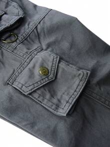 yuehaibao Men's Solid Color Zipper Pocket Casual Cargo Pants (Belt Not Included) - Grey - View 6