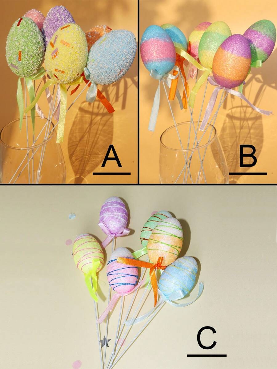 1set(6pcs) - Easter Egg Decoration Plugin, Family Gathering Scene Decoration Plugin, Suitable For Easter Decoration And Celebration Activities, Theme Party Decoration Supplies