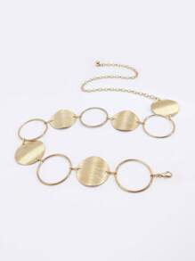 1 pezzo Cintura regolabile con grande disco rotondo in metallo dalla texture ondulata bohémien, design semplice adatto a gonne, pantaloni, ideale per spiaggia, uso quotidiano, estate, scuola, autunno, Ognissanti