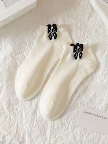5 Pairs Women Summer Thin Ankle Socks, Korean & Japanese Style White Lace Trim Socks, Boat Socks For Girls
