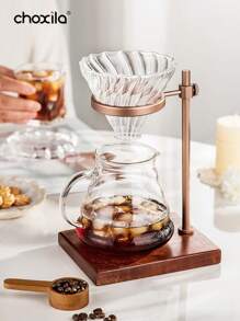 choxila 1 pieza Soporte para café hecho a mano, olla para café hecho a mano al aire libre, soporte para filtro de café, base de madera maciza vintage, soporte para café hecho a mano, de vuelta a la escuela