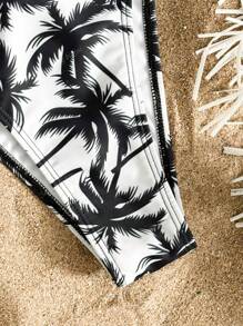 Traje de baño con estampado de árbol de coco sexy para mujer, set de traje de baño para playa y vacaciones, para el verano