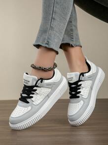 Tenis casuales de lona para mujer, zapatillas de tenis blancas de moda y versátiles de corte bajo