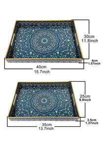 Decorative Tray Plastic Serving Tray With Handles, Round Shape Desk Top Storage Trays, Rectangle Breakfast Service Tray For Coffee Table Decorations, Kitchen Storage Organizer Tray Green - Multicolor - View 10