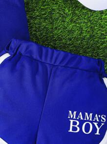 2pcs Baby Boy Summer Sleeveless Letter Print Top And Casual Shorts Outdoor Sports Suit, Comfortable And Breathable