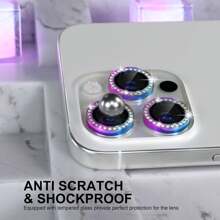 Multi-Color Camera Lens Tempered Glass Protector, Rhinestone Bling Bling, Fashion & Premium, Perfect Compatible With IPhone 16 15 14 13 12 Pro Max Plus Mini Tempered Glass Camera Lens Protector