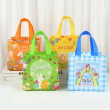 Easter Rabbit Non-Woven Bags Cartoon Bunny Egg Cookie Candy Gift Packaging Bags Shopping Bag Spring Easter Party Decoration Birthday Party Supplies