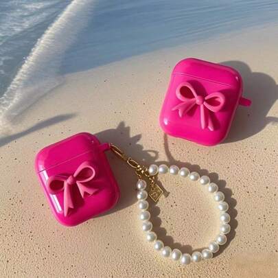 Staubig rosa Schleife & Kunstperlen Kette kompatibel mit 2/3/Pro/Pro2 Schutzhülle, 4