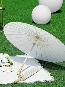 1 pezzo Ombrello rotondo di stile cinese tradizionale in carta, ombrello di carta bianca da dipingere a mano, ombrello di carta oleata, per giochi di festa, attività festive, forniture per feste, accessorio per pittura fai-da-te, decorazione per matrimoni, fotografia, danza e feste, accessorio per cucito, set di cucito, matrimoni, cucito, artigianato, misurazione