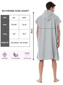 1pc Solid Color Quick-Dry Wearable Towel, Simple Adult Couple Hooded Beach Bath Towel, Sand-Free, Lightweight, Changing Robe, Portable, Small Size, Ideal For Beach, Surfing, Swimming, Diving, Traveling Summer Wedding Home Bathroom Decor Beach Wear Back To School
