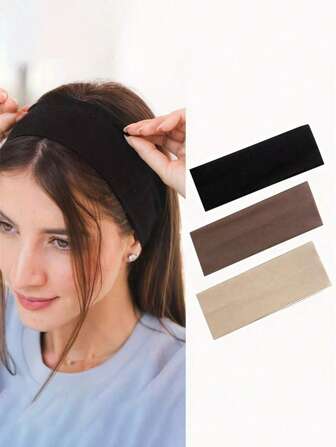 Zachte rekbare hoofdbanden - Boho Yoga-haarbanden voor huidverzorging, make-up, antislip brede elastische hoofddeksels voor vrouwen, sportschool, gezichtswas, effen gebreide haaraccessoires Essentials