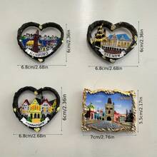 1 szt. Ręcznie robione magnesy na lodówkę z żywicy 3D, Frankfurt Brema Praga Plac Niagara Wodospady Łabędź Kamień Zamek Monachium Dania Katedra Notre-Dame, Idealny prezent na podróż, Idealny wystrój pokoju Prezenty Urodziny Ukończenie szkoły